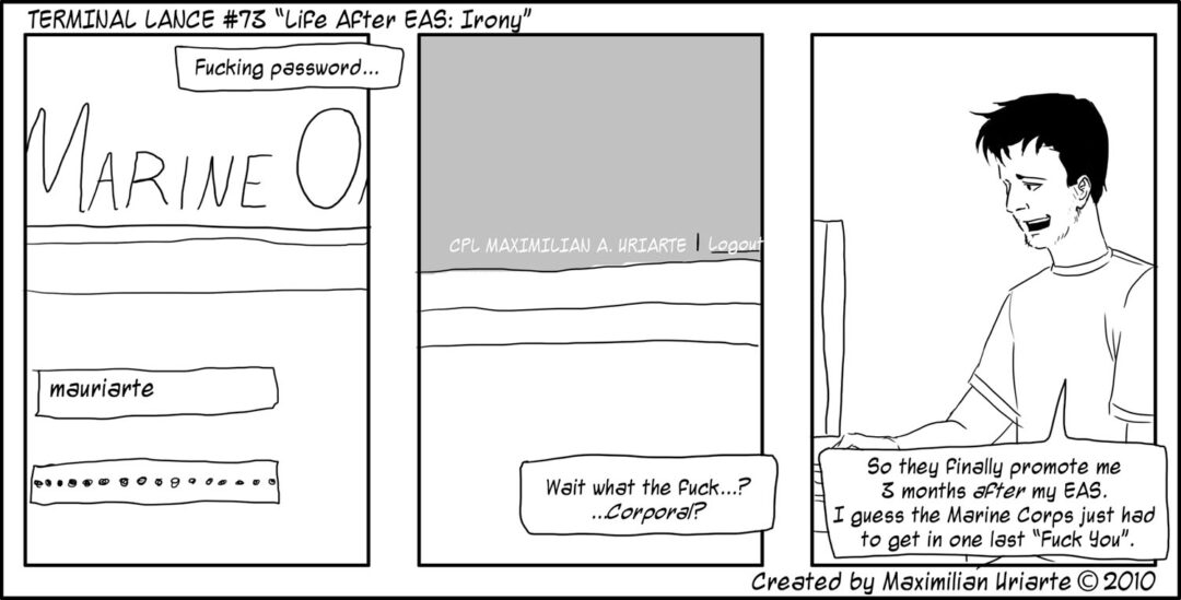 Terminal Lance #73 “Life After EAS: Irony”